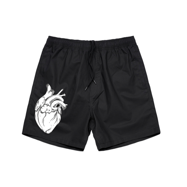Anatomical Heart Forever Beach Shorts - Black